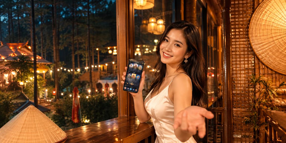 Người dùng đội nón lá tại Đà Lạt duyệt trang trợ giúp và trò chơi casino trực tuyến trên điện thoại